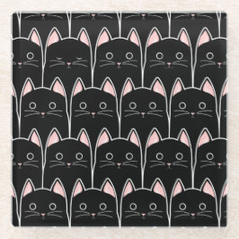 黒猫が多い ガラスコースター