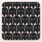 黒猫が多い スクエアペーパーコースター (正面)