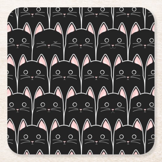 黒猫が多い スクエアペーパーコースター (正面)
