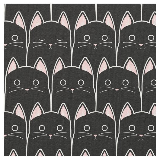 黒猫が多い ファブリック (クローズアップ)