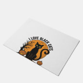 黒猫が好き ハロウィン ヴィンテージTシャツ デザイン 1 ドアマット (アングル)
