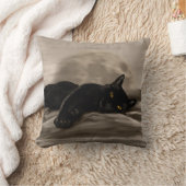 黒猫が寒い クッション (ブランケット)