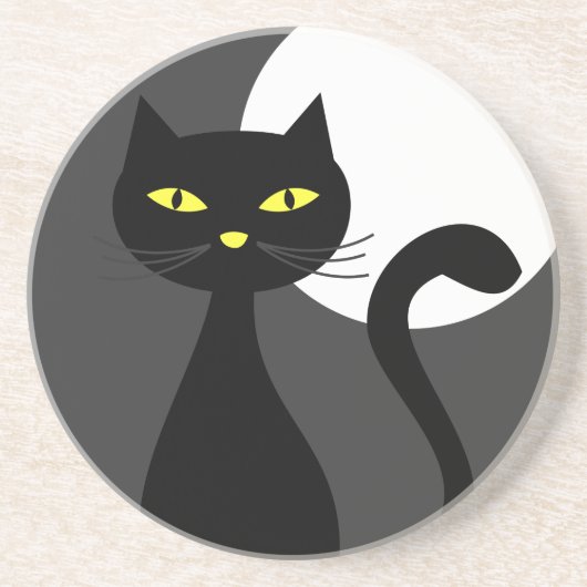 黒猫が満月のハロウィーンコースターの下に コースター (正面)