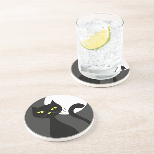 黒猫が満月のハロウィーンコースターの下に コースター (側面)