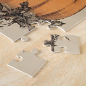 黒猫が登場する可愛いヴィンテージハロウィーンの魔女 ジグソーパズル (側面)