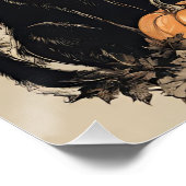 黒猫が登場する可愛いヴィンテージハロウィーンの魔女 ポスター (コーナー)