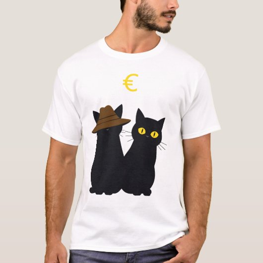 黒猫が目を休める Tシャツ (正面)