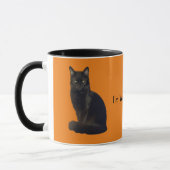 黒猫が目を見張る |オレンジ |あなたを見ている マグカップ (左)