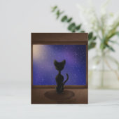 黒猫が窓から夜空の星を眺める (スタンド正面)