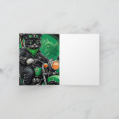 黒猫が自転車を運転する聖パトリックの日 カード (内部)