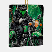 黒猫が自転車を運転する聖パトリックの日 セラミックオーナメント (右)