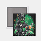 黒猫が自転車を運転する聖パトリックの日 マグネット (正面/裏面)