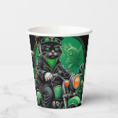 黒猫が自転車を運転する聖パトリックの日 紙コップ (裏面)