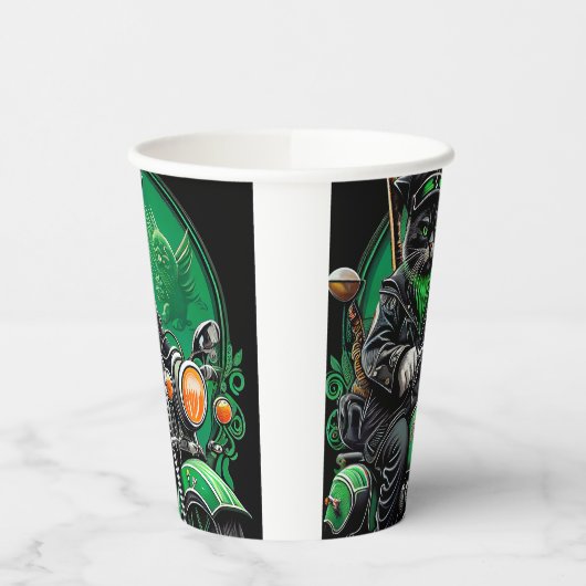 黒猫が自転車を運転する聖パトリックの日 紙コップ (左)