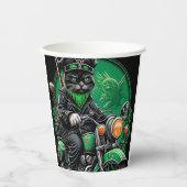 黒猫が自転車を運転する聖パトリックの日 紙コップ (正面)