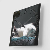 黒猫が邪魔をしない スクエア壁時計 (傾斜)