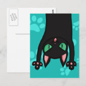 黒猫が飛び出す ポストカード (正面/裏面)