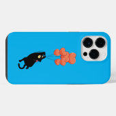 黒猫が飛ぶハート iPhoneケース (裏面横)