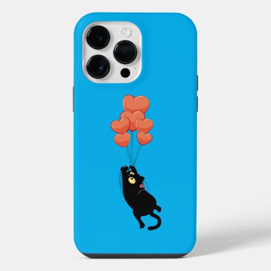 黒猫が飛ぶハート iPhoneケース (裏面)