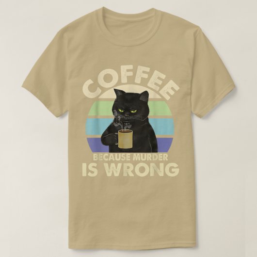 黒猫が飲むのが殺人だからコーヒー Tシャツ (デザイン正面)
