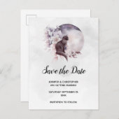 黒猫が魔法の満月でデートを救う インビテーションポストカード (正面/裏面)