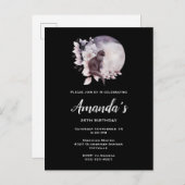 黒猫が魔法の満月誕生日の前に インビテーションポストカード (正面/裏面)