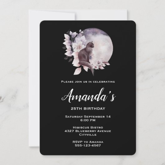 黒猫が魔法の満月誕生日の前に 招待状 (正面)