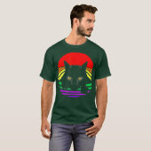 黒猫がLGBTの明るい虹を描く Tシャツ (正面フル)