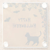 黒猫こうもりハッピーハローウィン ガラスコースター (裏面)