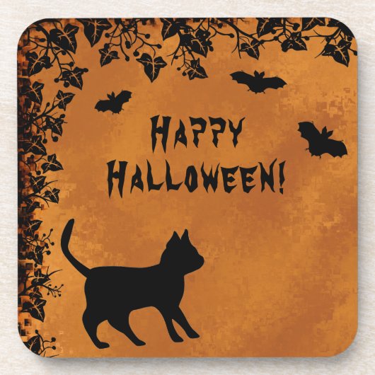 黒猫こうもりハッピーハローウィン コースター (正面)