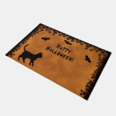 黒猫こうもりハッピーハローウィン ドアマット (アングル)