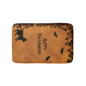 黒猫こうもりハッピーハローウィン バスマット (正面)