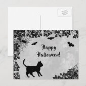 黒猫こうもりハッピーハローウィン ポストカード (正面/裏面)