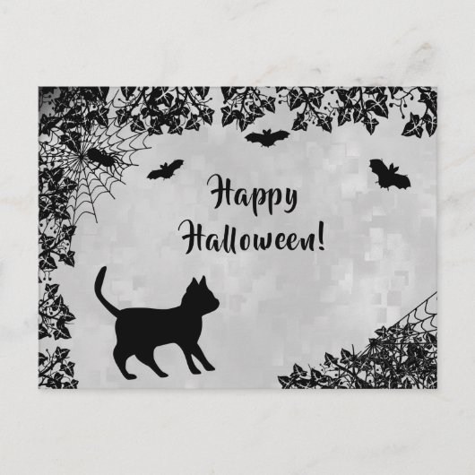 黒猫こうもりハッピーハローウィン ポストカード (正面)