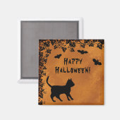 黒猫こうもりハッピーハローウィン マグネット (正面/裏面)