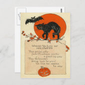 黒猫こうもり満月 ポストカード (正面/裏面)