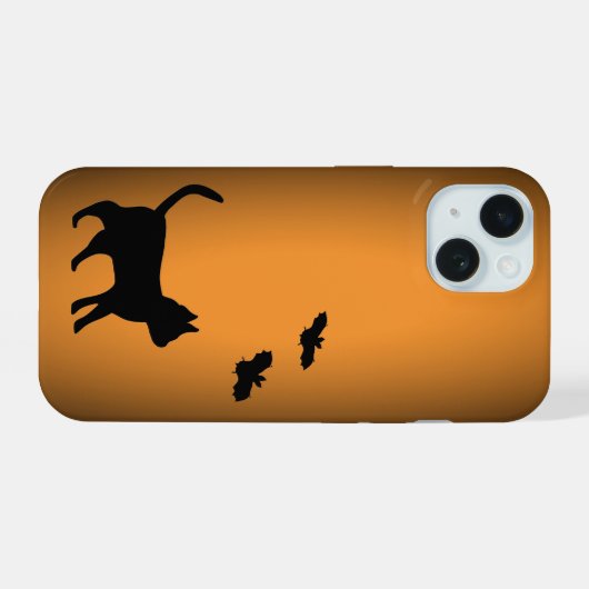 黒猫こうもり iPhone 15ケース (裏面横)