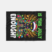 黒猫すてきのおもしろいクリスマスツリー フリースブランケット (正面(横))