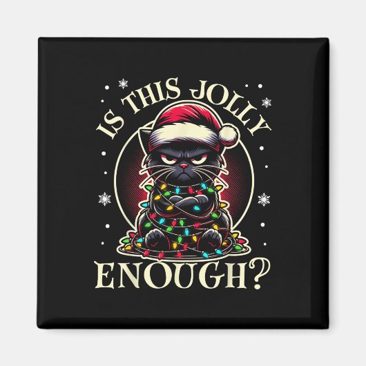 黒猫すてきのおもしろいクリスマスツリー マグネット (正面)