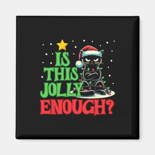 黒猫すてきのおもしろいクリスマスツリー マグネット (正面)