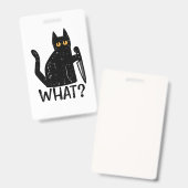 黒猫って刃物 面白い 殺意満々 ハロウィン ペット バッジ (正面&裏面)