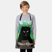 黒猫つるのオールオーバー小プリントエプロン エプロン (着用した状態)