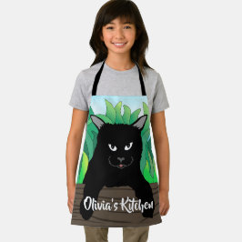 黒猫つるのオールオーバー小プリントエプロン エプロン