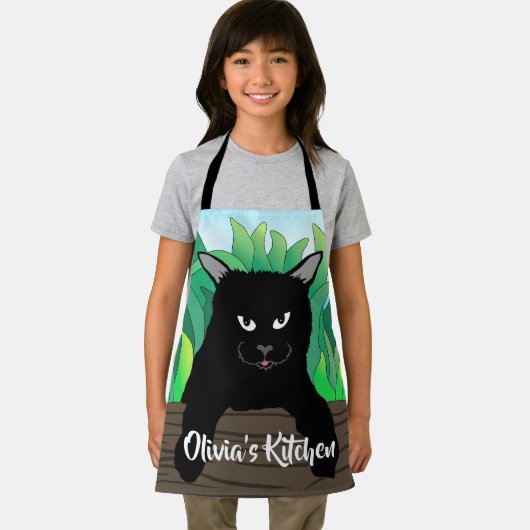 黒猫つるのオールオーバー小プリントエプロン エプロン (インサイチュ)