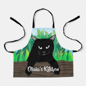 黒猫つるのオールオーバー小プリントエプロン エプロン (正面)