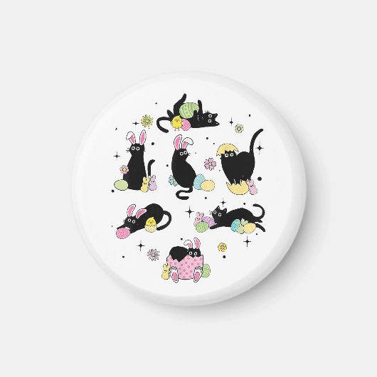 黒猫とうさぎの卵 マグネット (正面)