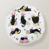 黒猫とうさぎの卵 ラウンドクッション (裏面)