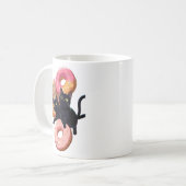 「黒猫とおいしいドーナツ、完璧なコムビン コーヒーマグカップ (正面左)