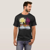 黒猫とお化け屋敷 - ハロウィンナイトのデザイン Tシャツ (正面フル)