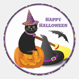 黒猫とかぼちゃのハッピーハロウィン ラウンドシール